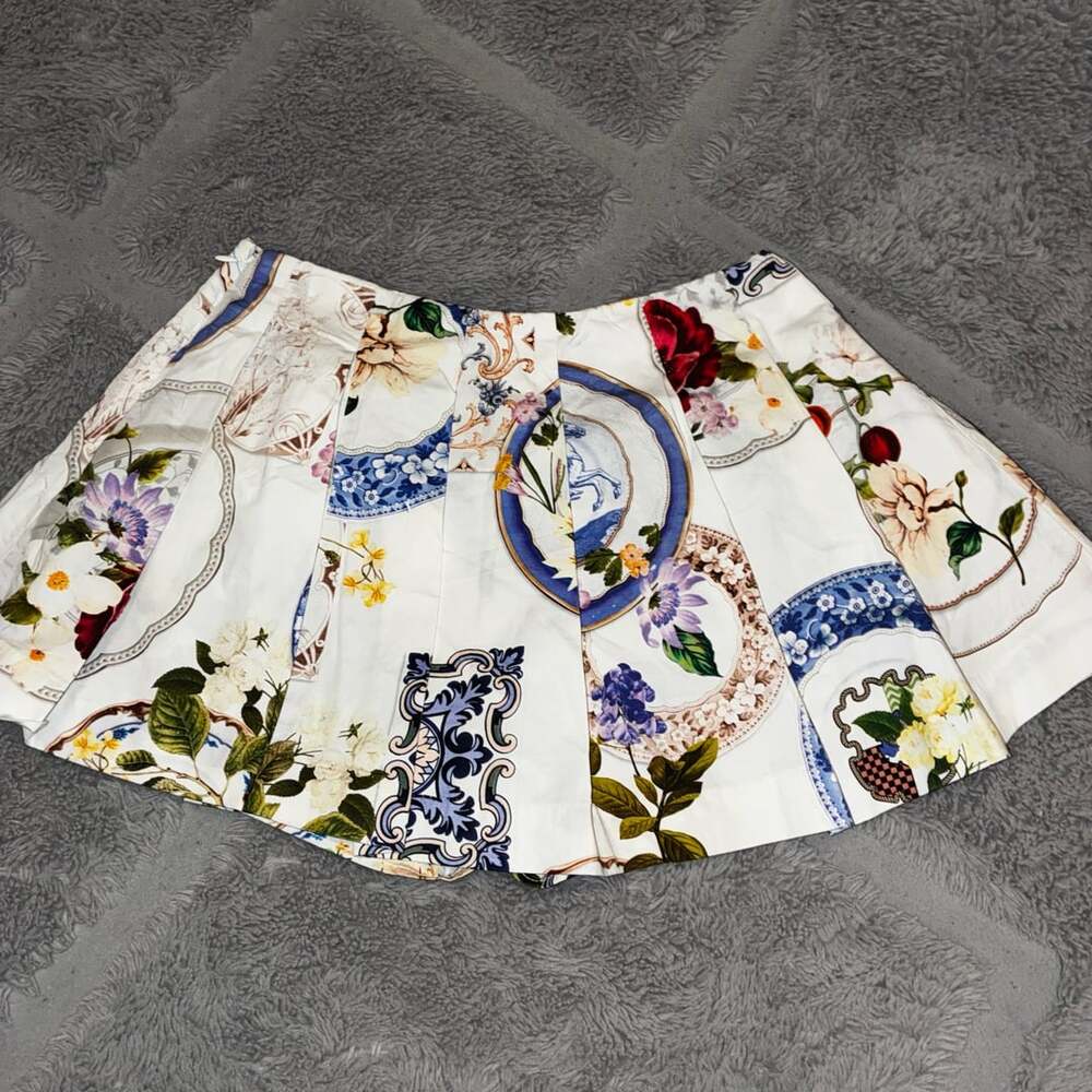 Maeve Printed Pleated Skort in BL Motif Size 4 NWT